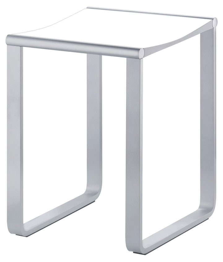Keuco Plan Duschhocker, belastbar bis 100 kg, Aluminium verchromt, Sitzfläche aus Kunststoff weiss,