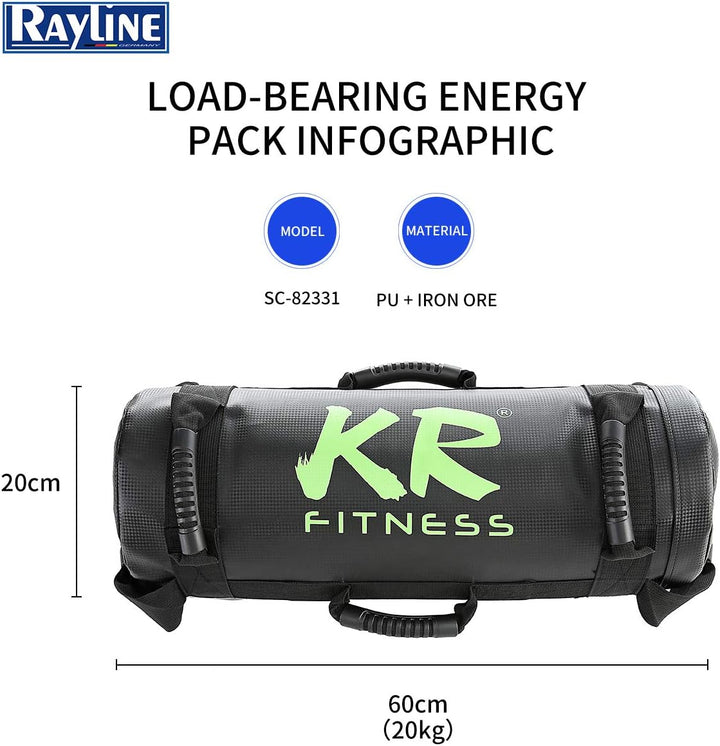 Rayline Gewichte Sandsack 20Kg Fitness Power Bag Training-Fitness-Bodybuilding-Gymnastik-Aerobic-Kra