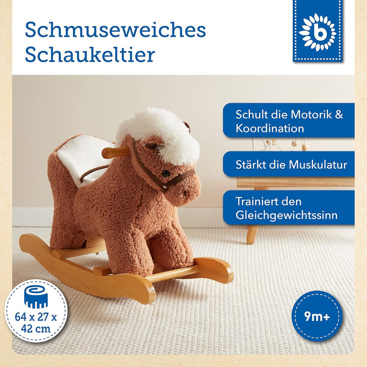 Bieco Plüsch Schaukeltier Pferd 60 cm | Kinder Schaukelstuhl mit Sicherheitsgurt | Baby Schaukel | S