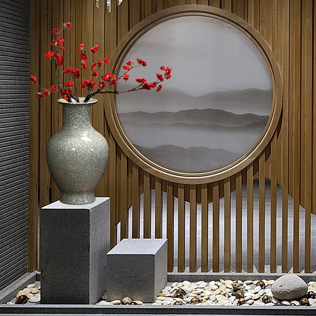 Chinesische Keramik Kunst Handgemachte Antike Eis Crack Glasur Vasen Grosse China Porzellan Blume Fl