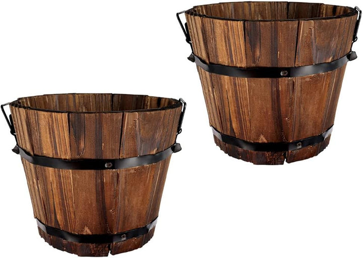 2st Blumentopf Pflanzer Für Whiskyfässer Pflanzgefässe Aus Holz Rustikale Aussendekoration Gartendek