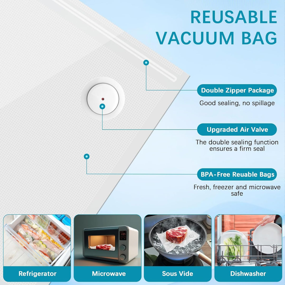Vakuumierbeutel 20 Beutel 26 * 28cm, Vakuumbeutel für Lebensmittel, Sous Vide Gefrierbeutel, Einschw