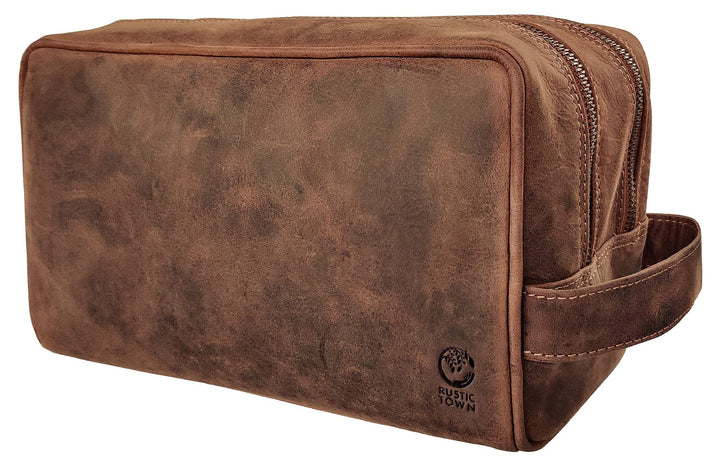 Rustic Town kulturtasche kulturbeutel Leder | Leather Toiletry Bag wash Bag | Leder Kosmetiktasche W
