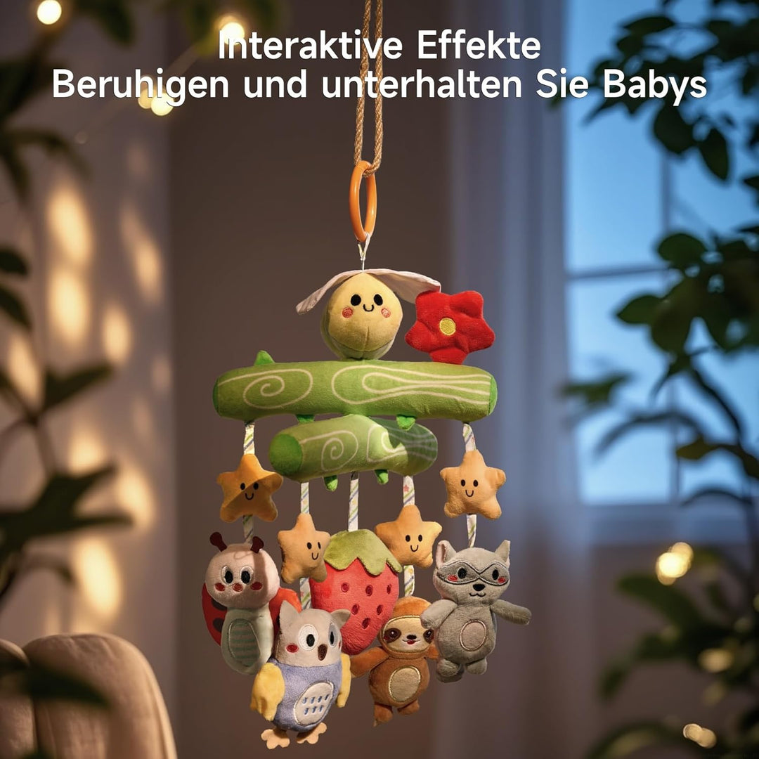 TUMAMA Babyspielzeug 0 3 6 12 Monate, Krippen-Mobile Spielzeug mit Quietschen, Knistern, Rassel, Mon