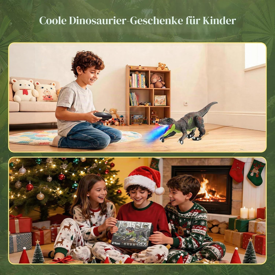 LEAPRCSTORE Ferngesteuertes Dinosaurier Spielzeug für Kinder mit Sprühen grün, grün