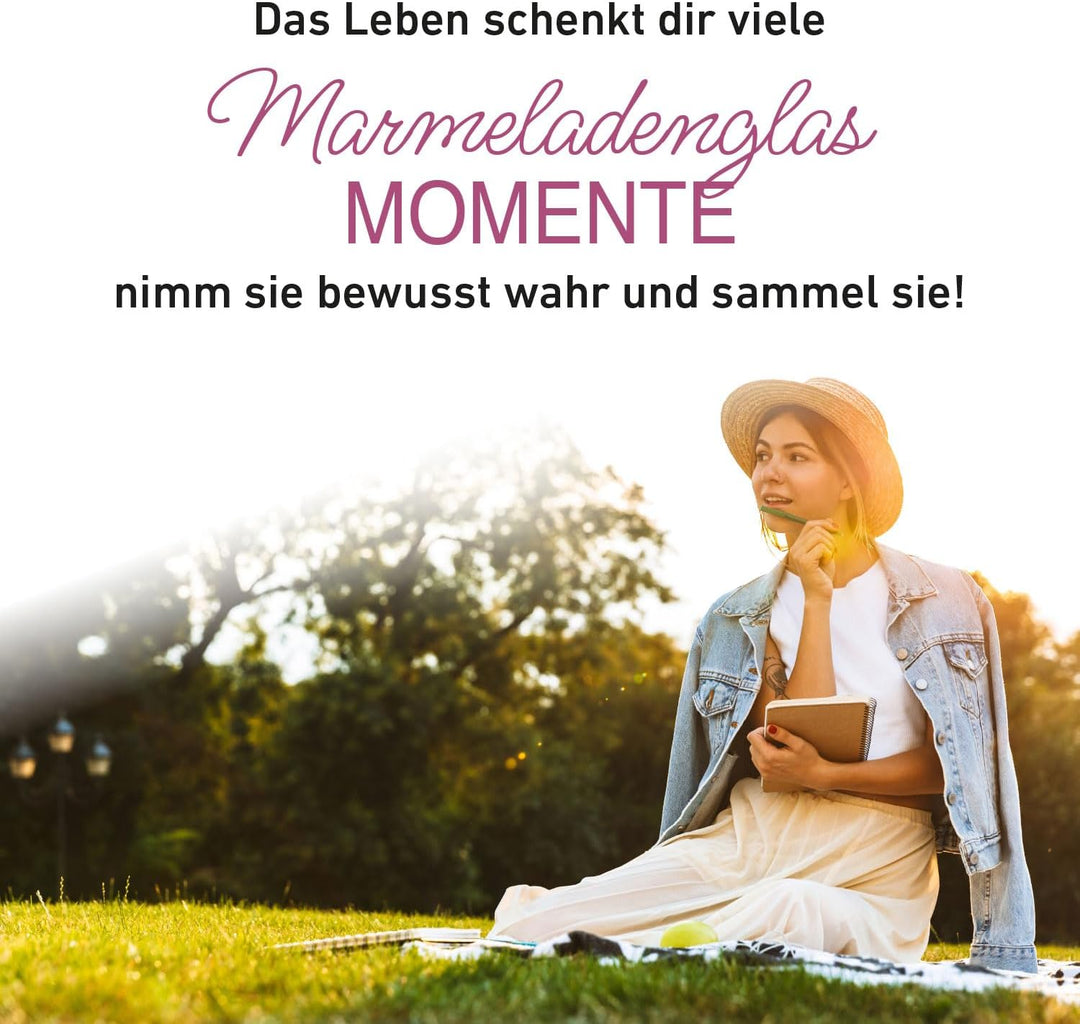 Glücks- Marmeladenglasmomente – Geschenk für Frauen, Schwester, Mitbringsel, Kleinigkeit Mit Glas, M
