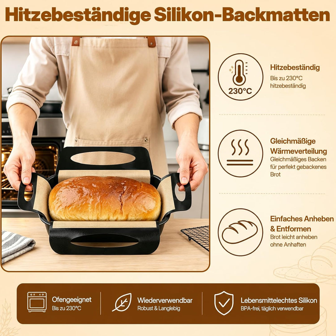 Brotbackform Kasten Set, 2 Stück Antihaft Karbonstahl Kastenform Kuchen 28X15X5.5cm mit 2 Dauerbackf