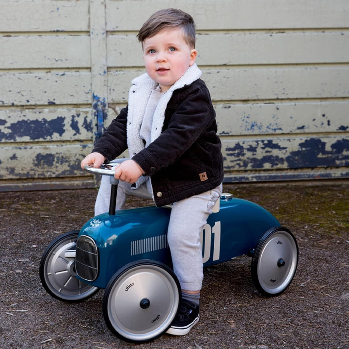 Vilac - Autoträger Vintage – Blau – Spielzeug für Kinder oder Heimdekoration – Lenkrad – aus Metall