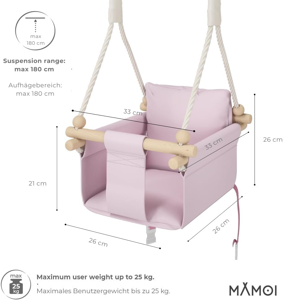 MAMOI® Babyschaukel, Baby schaukel Indoor, Kinderschaukel aus Holz, Holzschaukel für Kinder, Schauke