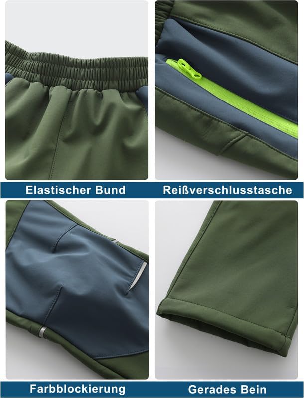 Zzkouine Kinder Softshellhose Schneehose Thermohose Hosen Jungen Mädchen Winterhose Outdoorhose Wand