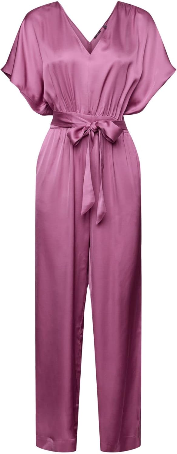 Esprit Collection Einteiler aus Satin mit Bindegürtel, LENZING™ ECOVERO™ 36 506/Violet 2, 36 506/Vio