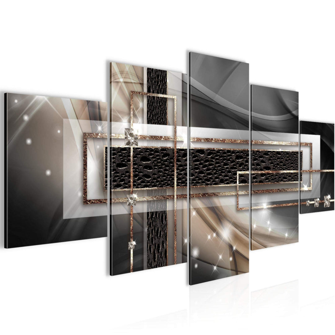 Runa Art Wandbilder Abstrakt 5 Teilig Bild auf Vlies Leinwand Deko Wohnzimmer Schlafzimmer Diamant B