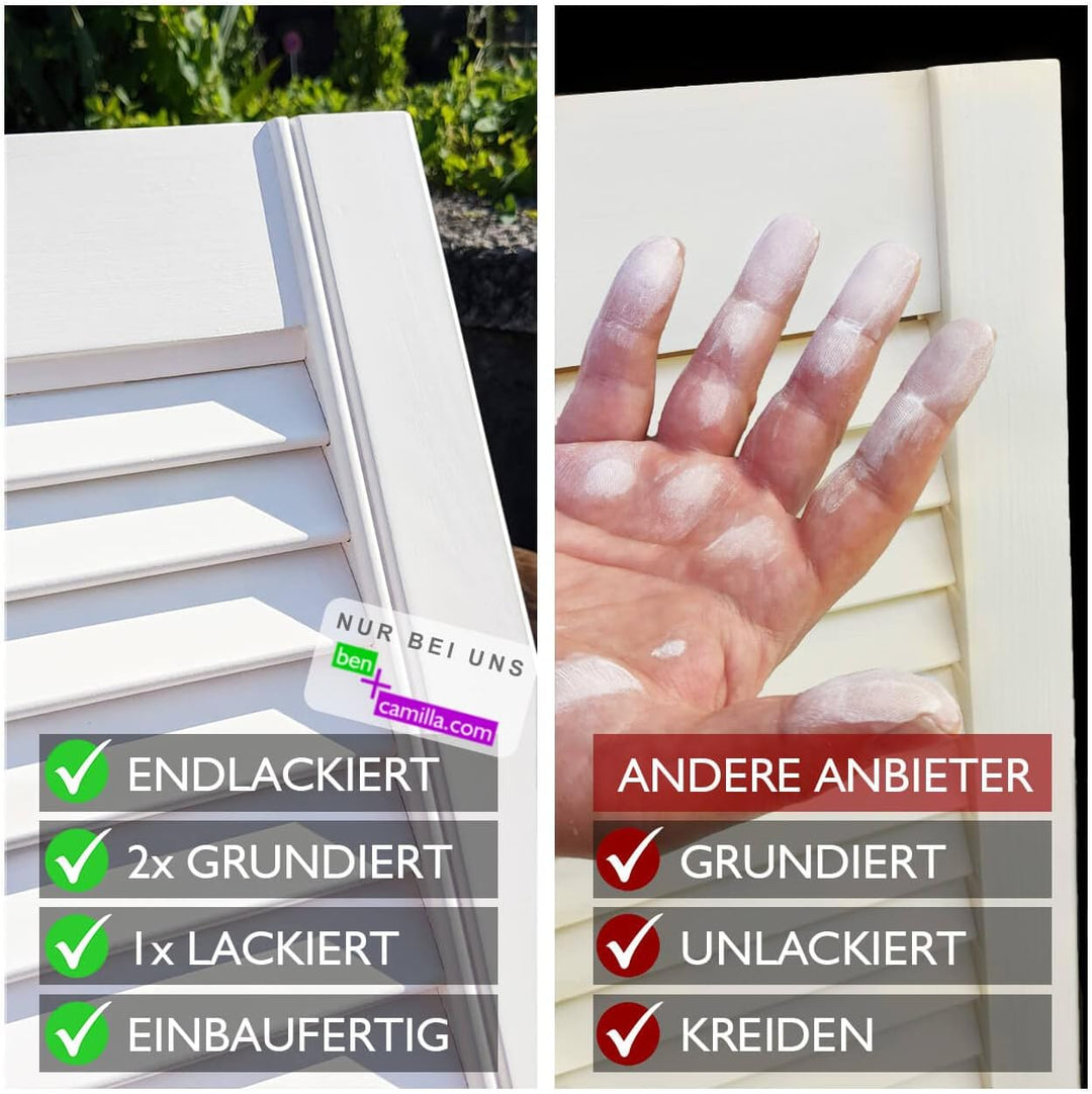 ben+camilla.com Lamellentüren 462 x 394 x 21 mm weiss seidenmatt mit geschlossenen Lamellen Kiefernh