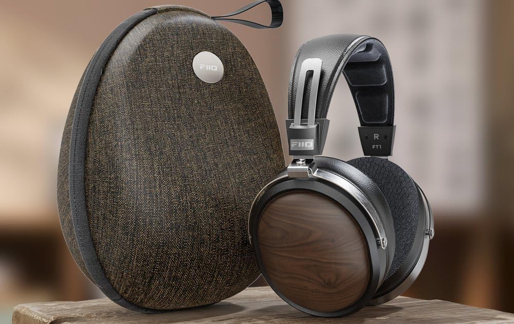 FiiO FT1 32Ω grosse dynamische Treiber-Kopfhörer mit Massivholzschalen Schwarz, Schwarz