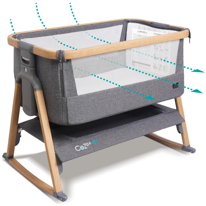 Tutti Bambini CoZee® Air Nachttisch-Wippe mit atmungsaktivem Fenster, Reisetasche und einfach zu Fal