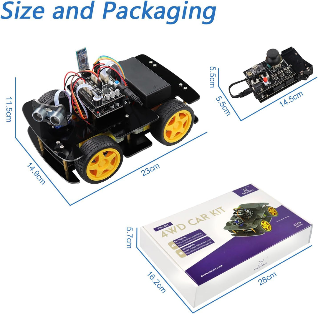 FREENOVE 4WD Car Kit with RF Remote (Compatible with Arduino IDE), Line Tracking, Obstacle Avoidance