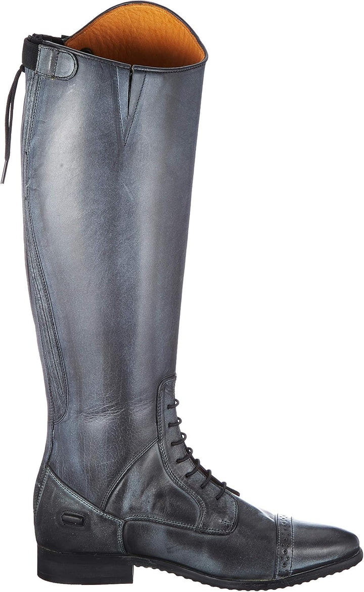 HKM - Damen Reitstiefel VALENCIA Leder cognac kurz Schwarz Grau 36 EU, Schwarz Grau 36 EU