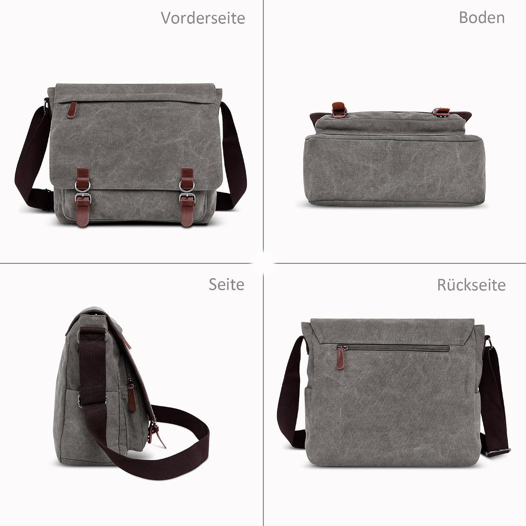 Herren Umhängetasche Mode Schultertasche Leinwand Schultertaschen für 13.3 Zoll Laptop Kuriertasche
