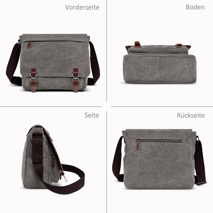 Herren Umhängetasche Mode Schultertasche Leinwand Schultertaschen für 13.3 Zoll Laptop Kuriertasche