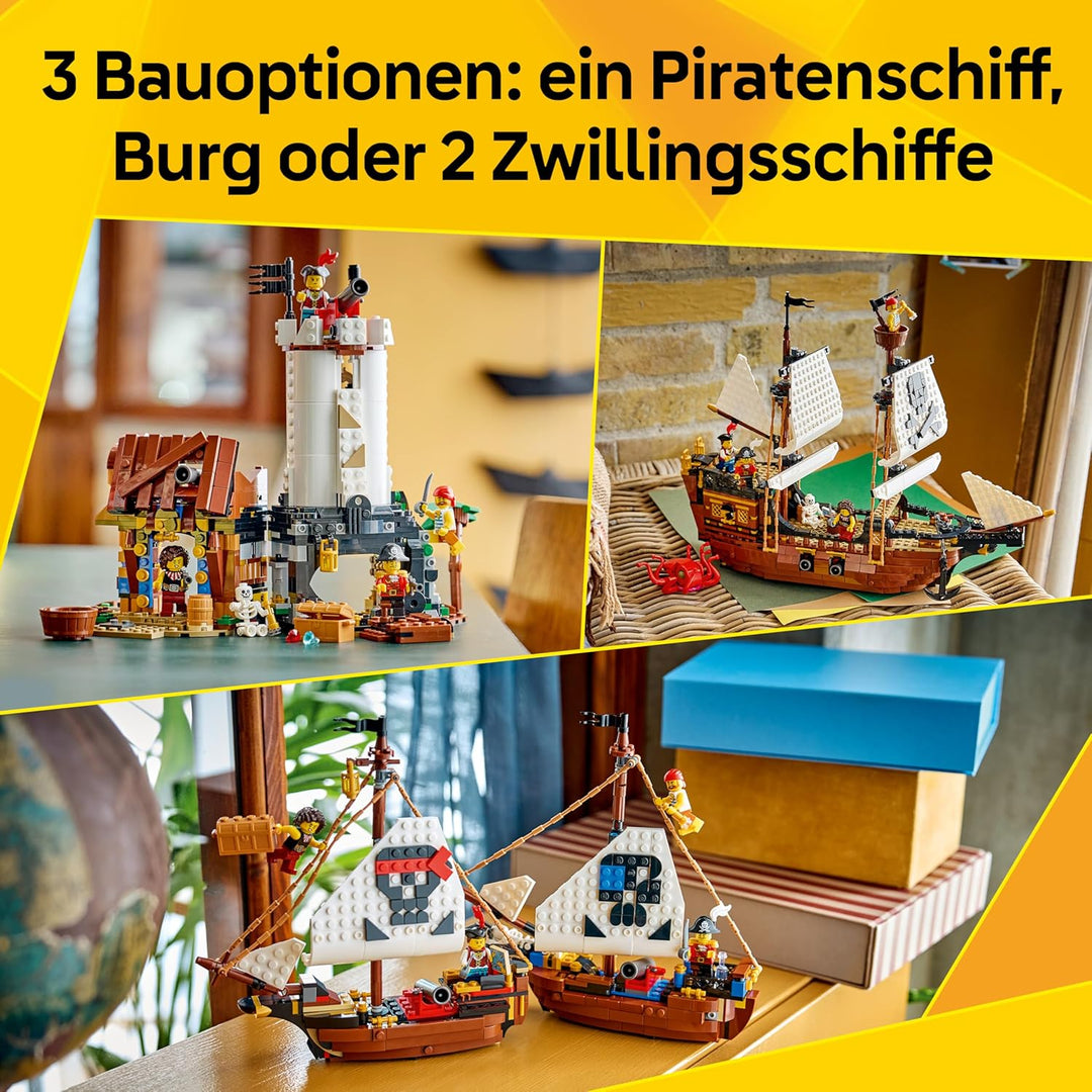 LEGO Creator Legendäres Piratenschiff Spielzeug - Modellbau mit 2 Bauoptionen - Burg oder 2 Zwilling