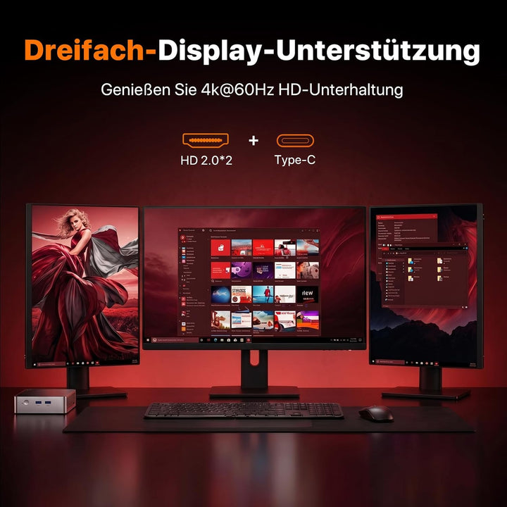 PELADN Mini PC, AMD Ryzen 4300U(bis zu 3.7GHz),8GB DDR4 RAM/256GB M.2 SSD, Mini Computers, WiFi6/BT5