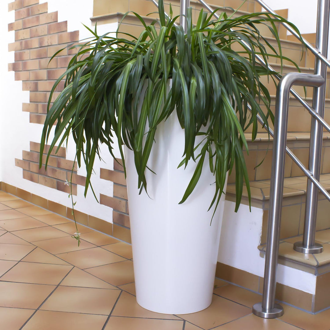Maceta brillo TUBUS SLIM 64L., dimensiones (mm) 400x400x762, color Blanco Weiss 40x76,2 Single, Weis