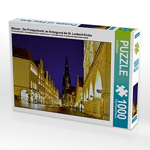 CALVENDO Puzzle Münster - Der Prinzipalmarkt, im Hintergrund die St. Lamberti-Kirche 1000 Teile Lege