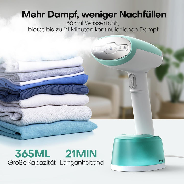 AROEVE Steamer Dampfglätter, 1500W Hand Dampfbürste mit 365ml Wassertank, 2 Dampfmodi, Schnelle Erwä