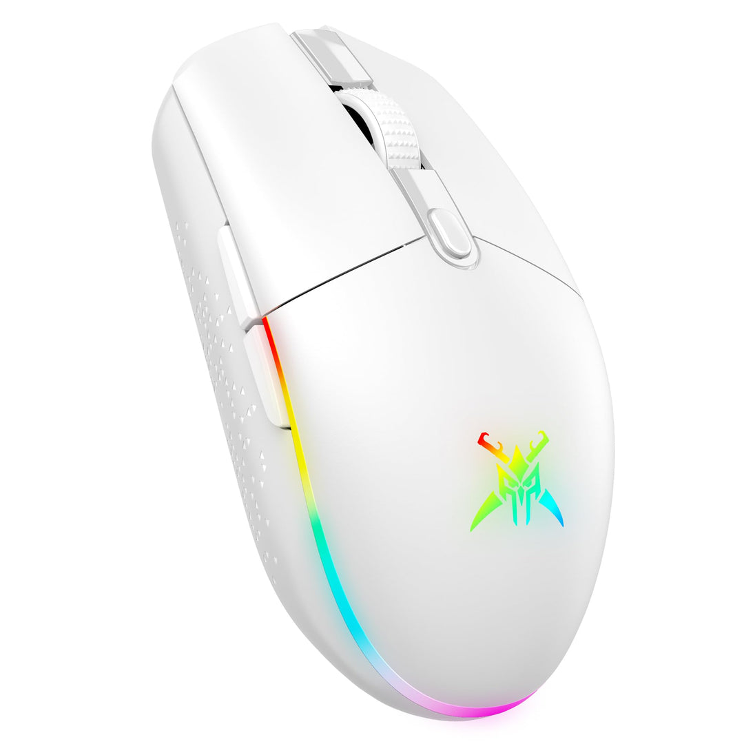 TECKNET Kabellose Gaming-Maus, RGB 2.4G/USB-C Kabelgebundene Gaming-Maus, 8000 DPI Wiederaufladbar,