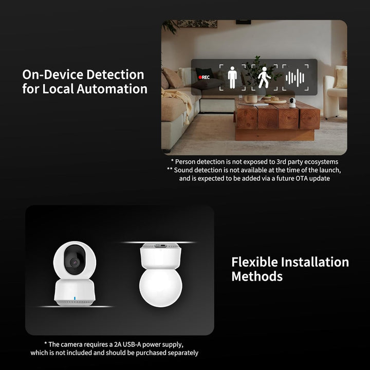 Aqara 2K Innenraum-Sicherheitskamera E1, Schwenken & Neigen, HomeKit Secure Video, Zwei-Wege-Audio,