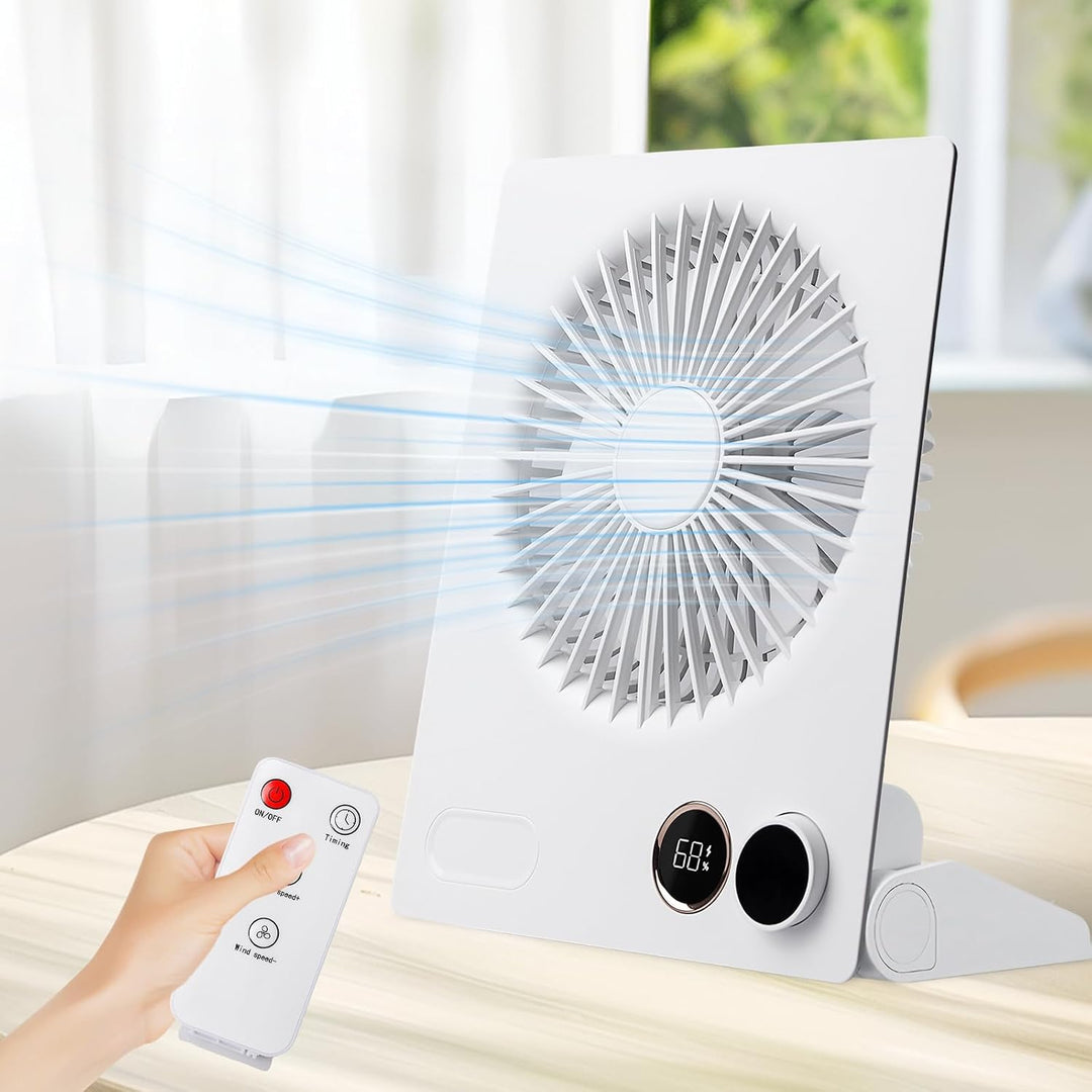BORDEAG Mini Tischventilator USB Ventilator - 4000mAh Tragbarer Kleiner Ventilator mit Fernbedienung
