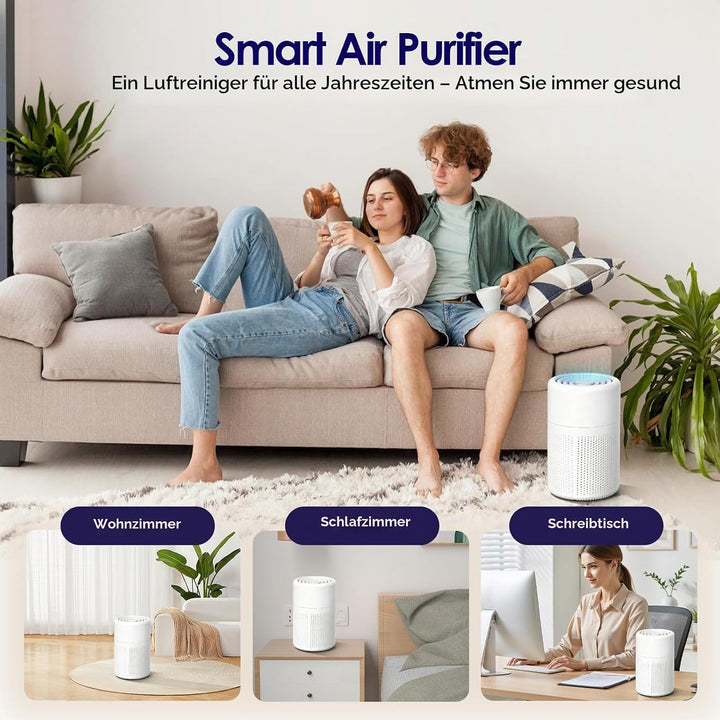 Luftreiniger Mit HEPA-Filter &amp; Aromatherapie, Gegen Schimmel Staub Pollen Tierhaare, Energiesparend,