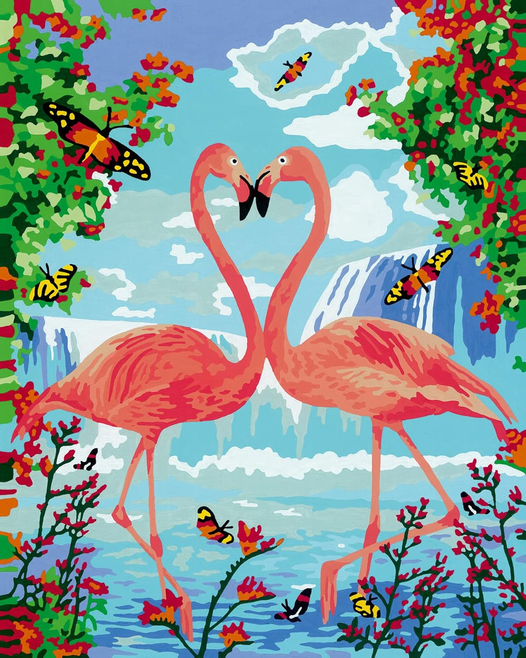Ravensburger CreArt 28991 - Flamingo Love - Malen nach Zahlen Erwachsene, DIY Malset mit Pinsel und