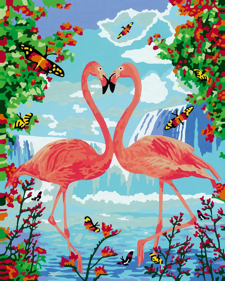 Ravensburger CreArt 28991 - Flamingo Love - Malen nach Zahlen Erwachsene, DIY Malset mit Pinsel und