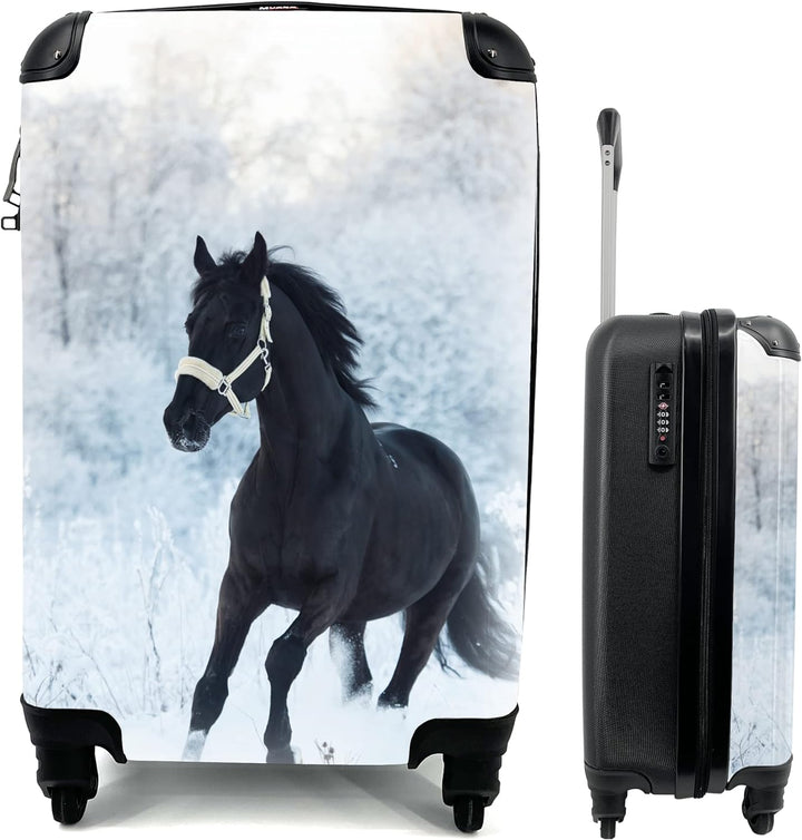 MuchoWow© Koffer Handgepäck Trolley Rollkoffer Kleine Reisekoffer mit 4 Rollen - Pferd - Schnee - Wa
