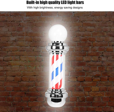Barber Shop Pole (26,8 '') Rot Weiss Blau Rotierendes LED Licht Friseursalonschild Galvanisieren von