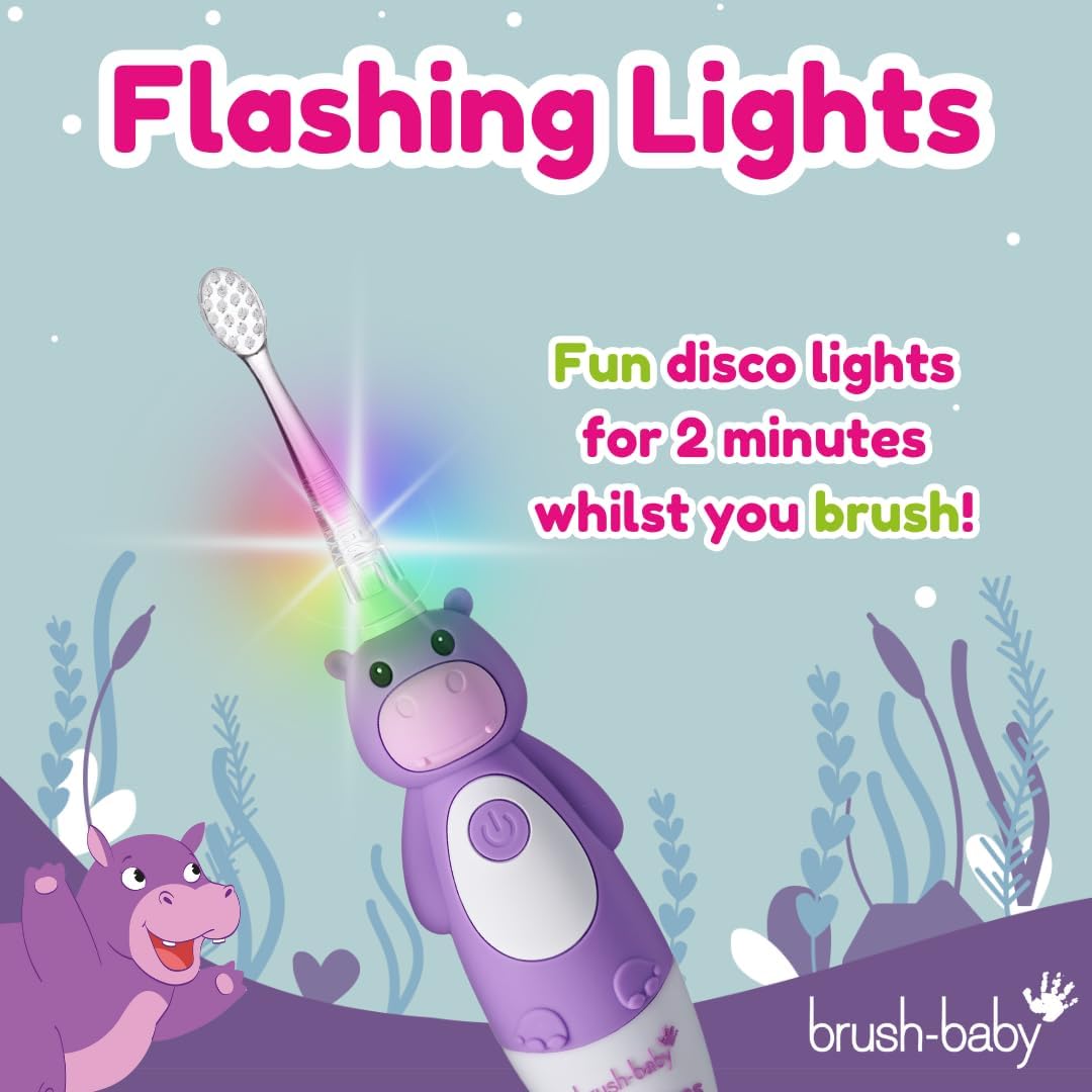 Brush-Baby WildOnes Kinder Elektrische Wiederaufladbare Zahnbürste, 1 Griff, 3 Bürstenköpfe, USB-Lad