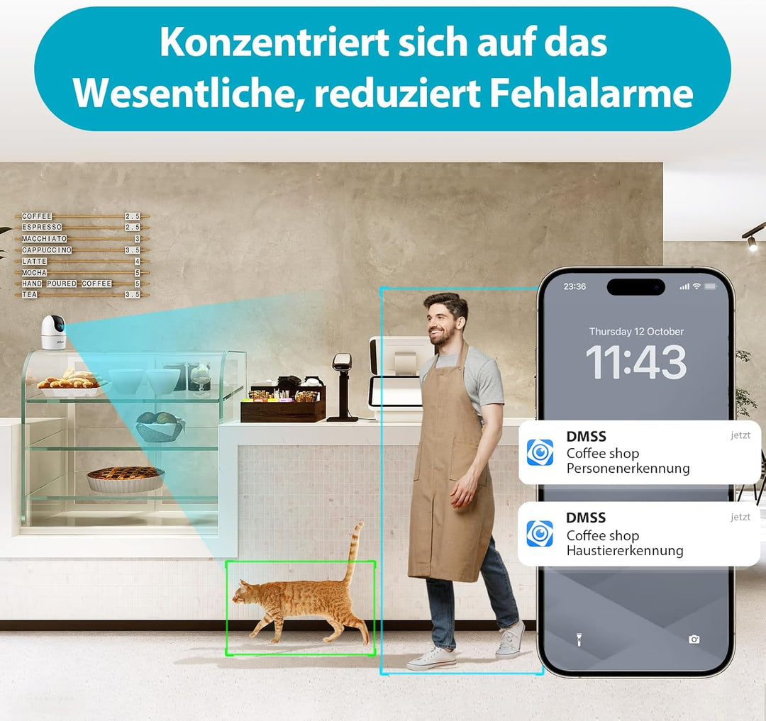 Dahua H5A 5MP 360° Überwachungskamera Innen, Wi-Fi 6 Kamera Überwachung Innen mit KI-Personenerkennu
