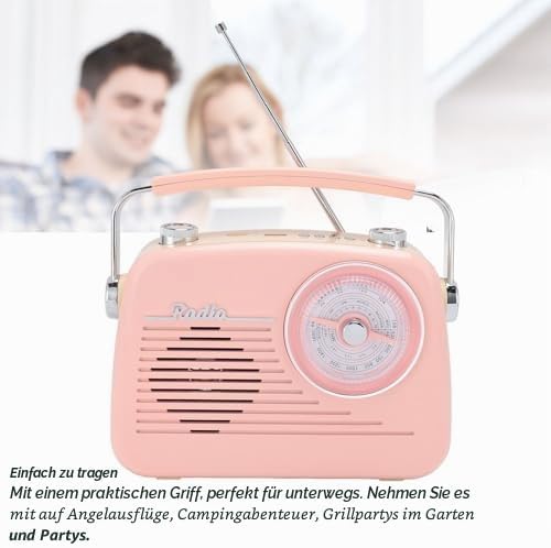 Tragbares Retro-Radio, AM-FM-Radio mit Bluetooth, Kurzwellenradio, Batteriebetrieben oder mit Wechse