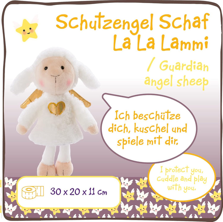 Kuscheltier Schutzengel La La Lammie 30cm mit goldenem Herz & Flügeln in Geschenkbox – Schaf-Engel P