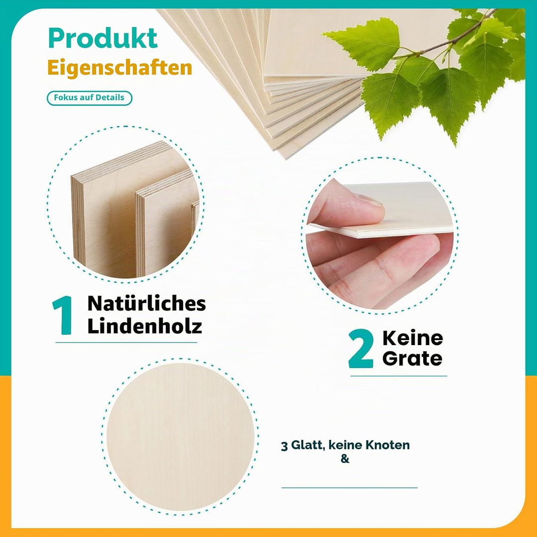 SWAWIS 10 Stück A4 Sperrholzplatte 3mm, Sperrholz Lindenholz 300 * 210mm, Bastelholz-Platten, Holz P