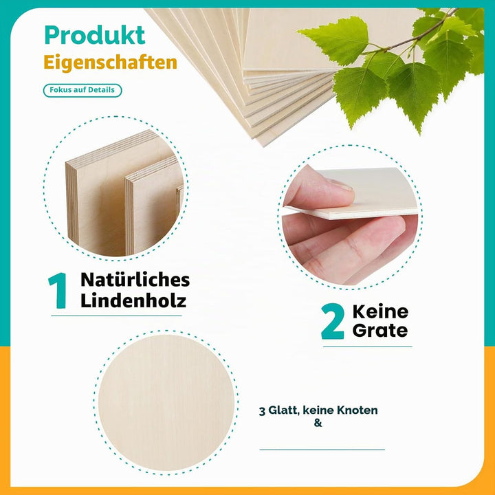 SWAWIS 10 Stück A4 Sperrholzplatte 3mm, Sperrholz Lindenholz 300 * 210mm, Bastelholz-Platten, Holz P