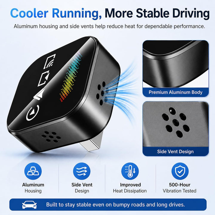 auvstar Wireless CarPlay Android Auto Adapter, Kabellos, 2026 Optimierter mit RGB LED, Mirror Link,