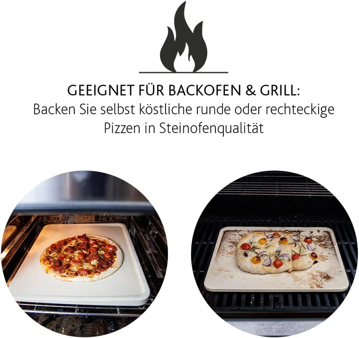 Boska Pizzastein Deluxe Rechteckig/Für den Backofen und der Grill/Pizzen in Steinofenqualität/Schöne