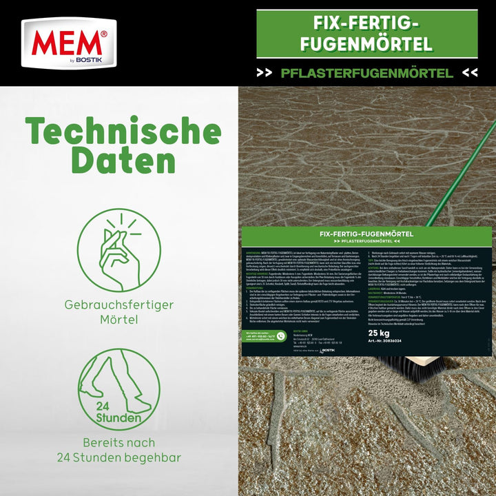 MEM Fix &amp; Fertig Fugenmörtel steingrau 25kg