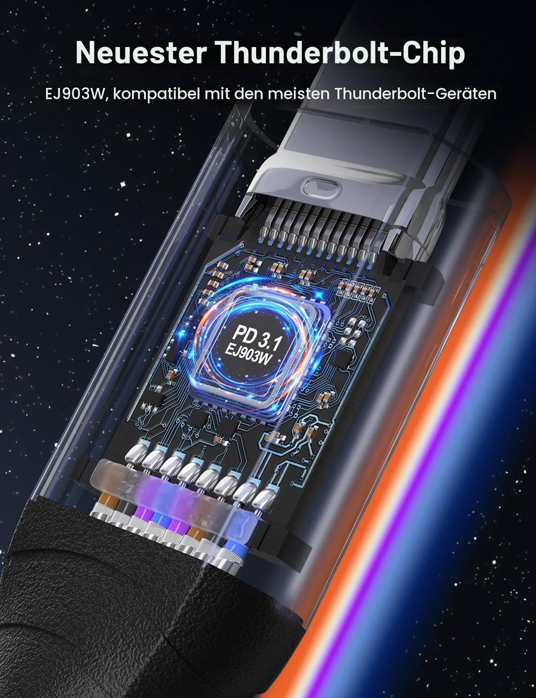 XAOSUN USB4 mit Thunderbolt 4 Kabel Unterstützt 40Gbps PD3.1 240W Zertifiziert Ladekabel, 8K 60Hz 4K