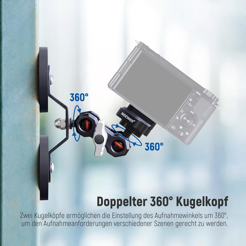 NEEWER Magnetische Action Kamera Halterung mit Dual 1/4 "Ball Head Magischer Gelenkarm, Powerful Att