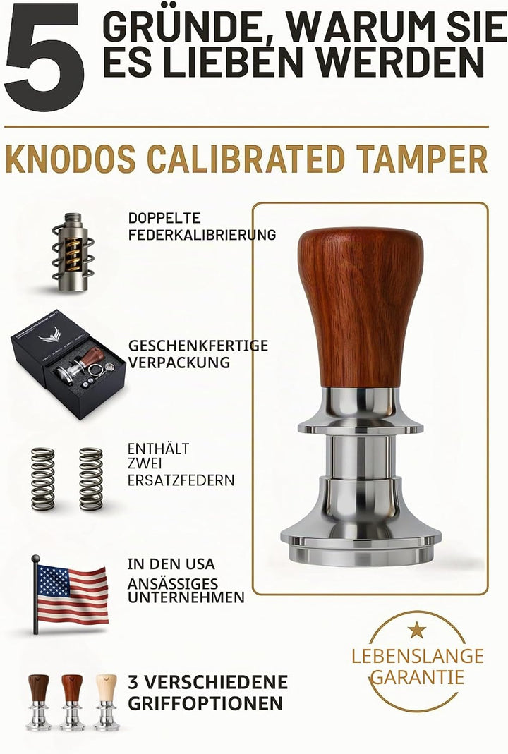 58,5mm Kaffee Tamper Rosewood Kalibrierter Self-Leveling Desing 58.5mm, 58.5mm