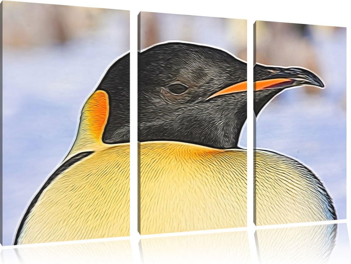 prachtvoller Kaiserpinguin NewArt 3-Teiler Leinwandbild 120x80 Bild auf Leinwand, XXL riesige Bilder