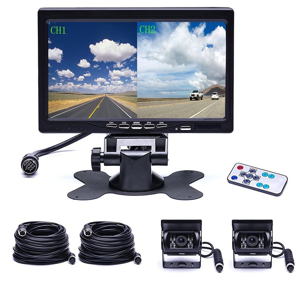 Camecho Dual Backup Kamera 4 Split Monitor hinten Kamera Auto 18 IR-Nachtsicht wasserdicht Aviation